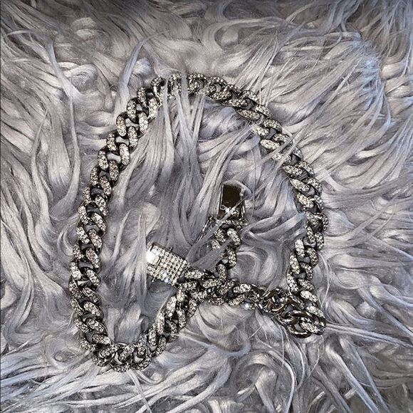 Cuban Link Chain Bling Diamond Necklace Diamond 18 inch * - Picture 3 of 3